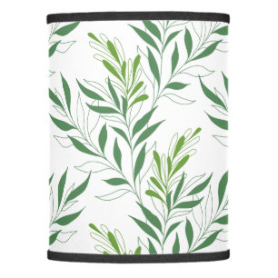  Greenery Foliage Pattern Elegant Green And White Lamp Shade