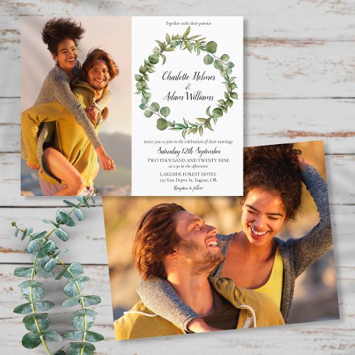 Greenery Foliage Photo Budget Wedding Invitation