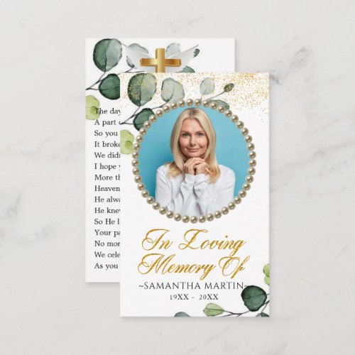 Greenery Foliage Photo Funeral Prayer Card