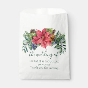 Greenery Foliage Poinsettia Wedding Favor Bag