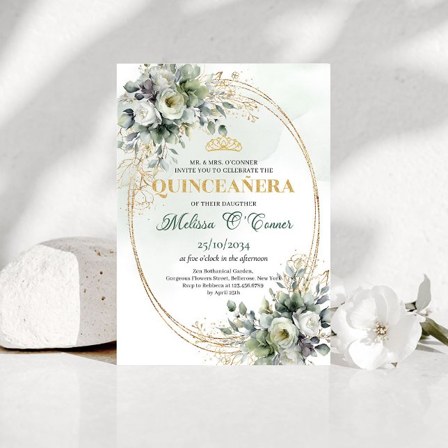 Greenery Foliage Quinceañera Boho Style Invite (Greenery Foliage Quinceañera Boho Style Invite)