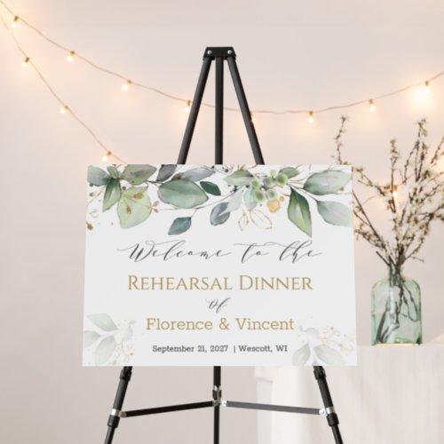 Greenery Foliage Rehearsal Dinner Welcome  Foam Board