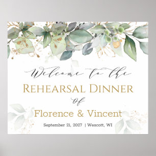 Greenery foliage Rehearsal Dinner Welcome Sign