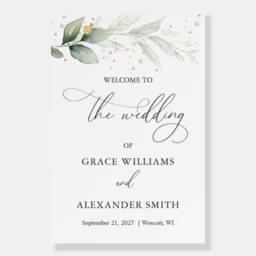 Greenery Foliage Rehearsal Dinner Welcome Sign