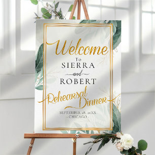 Greenery Foliage Rehearsal Dinner Welcome Sign
