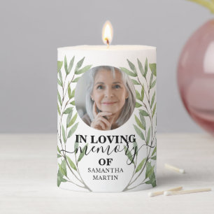 Greenery Foliage Remembrance Pillar Candle