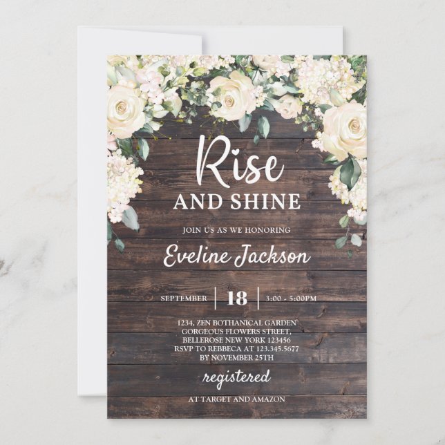 Greenery foliage rustic wood bohemian wedding invitation (Front)