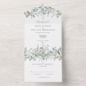 Greenery Foliage Sage And Lilac Monogram Wedding All In One Invitation (Inside)
