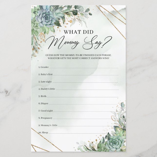 Greenery foliage succulents What Did Mommy Say (Front)