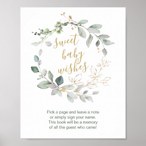 Greenery foliage Sweet Baby shower Guest Book Sign