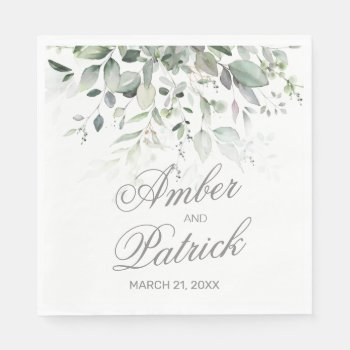 Greenery Foliage Wedding Paper Napkin by IrinaFraser at Zazzle