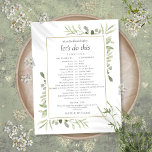 Greenery Foliage Wedding Schedule Timeline<br><div class="desc">This stylish botanical greenery wedding schedule-timeline can be personalized with your wedding details in chic typography. Designed by Thisisnotme©</div>