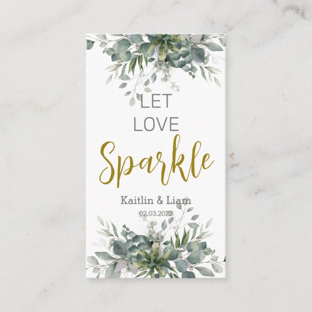 Greenery  foliage Wedding Sparkler Tag Enclosure Card (Front)