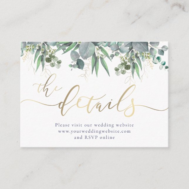 greenery foliage Wedding Website Enclosure Card (Front)