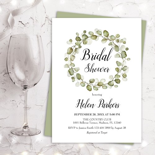 Greenery Foliage Wreath Bridal Shower Invitation