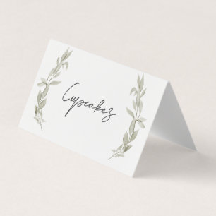 Greenery Food tent cards, greenery place setting
