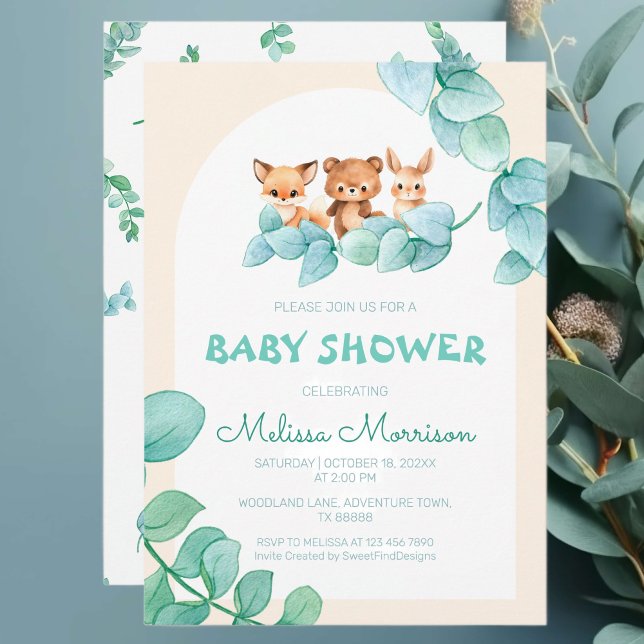 Greenery Forest Animals Baby Shower Invitation (Greenery Forest Animals Baby Shower Invitation)