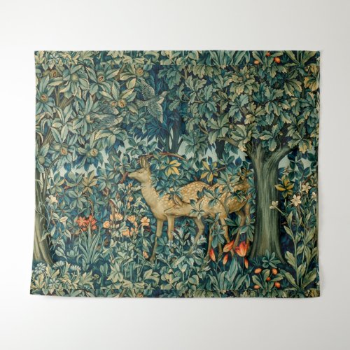 GREENERYFOREST ANIMALS DOES BIRDS Floral  Tapestry