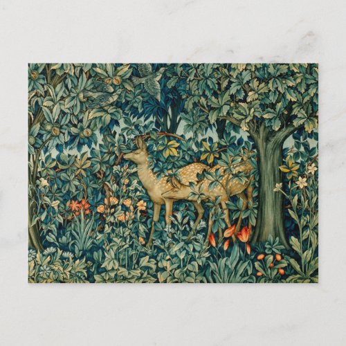 GREENERYFOREST ANIMALS DOES Floral Christmas Postcard