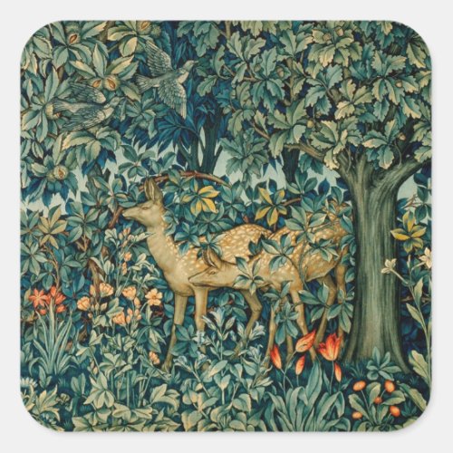 GREENERYFOREST ANIMALS DOES Floral Christmas Square Sticker
