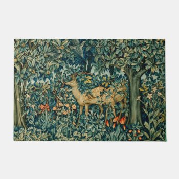 Greenery Forest Animals Does Floral Tapestry  Doormat by bulgan_lumini at Zazzle