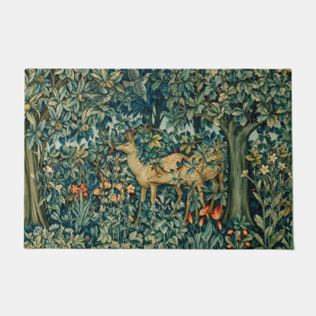 Greenery,forest Animals Does Floral Tapestry  Doormat