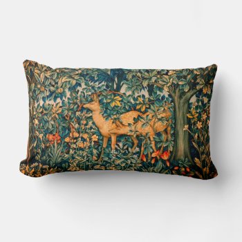 Greenery Forest Animals Does Floral Tapestry Lumbar Pillow by bulgan_lumini at Zazzle