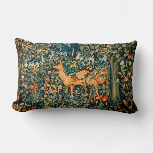 GREENERYFOREST ANIMALS DOES Floral Tapestry Lumbar Pillow