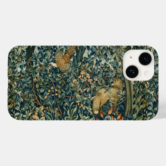 GREENERY,FOREST ANIMALS Fox ,Pheasant,Green Floral Case-Mate iPhone Case (Back (Horizontal))
