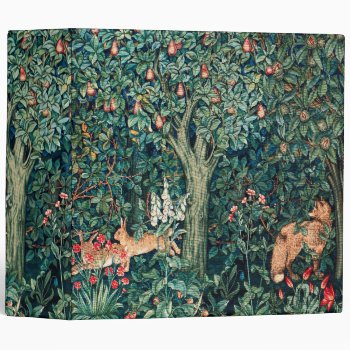 Greenery Forest Animals Hares  Fox Green Floral 3 Ring Binder by bulgan_lumini at Zazzle