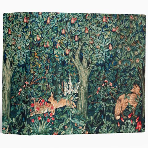 GREENERYFOREST ANIMALS Hares FoxGreen Floral 3 Ring Binder