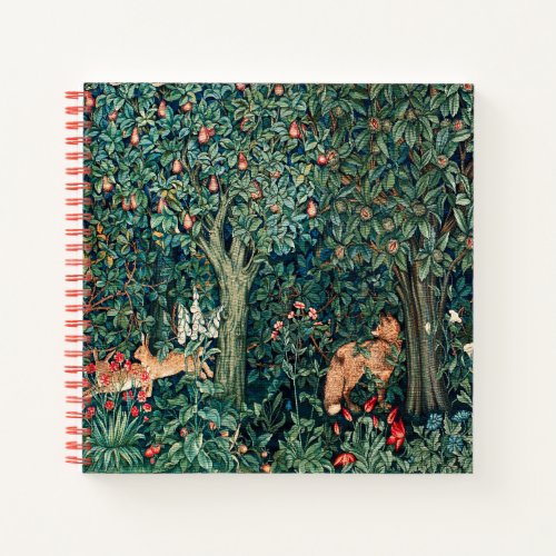 GREENERYFOREST ANIMALS Hares FoxGreen Floral Notebook