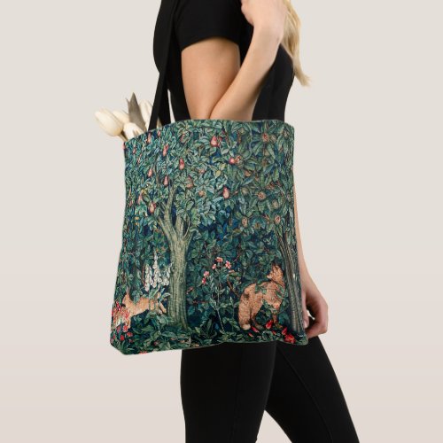 GREENERYFOREST ANIMALS Hares FoxGreen Floral Tote Bag