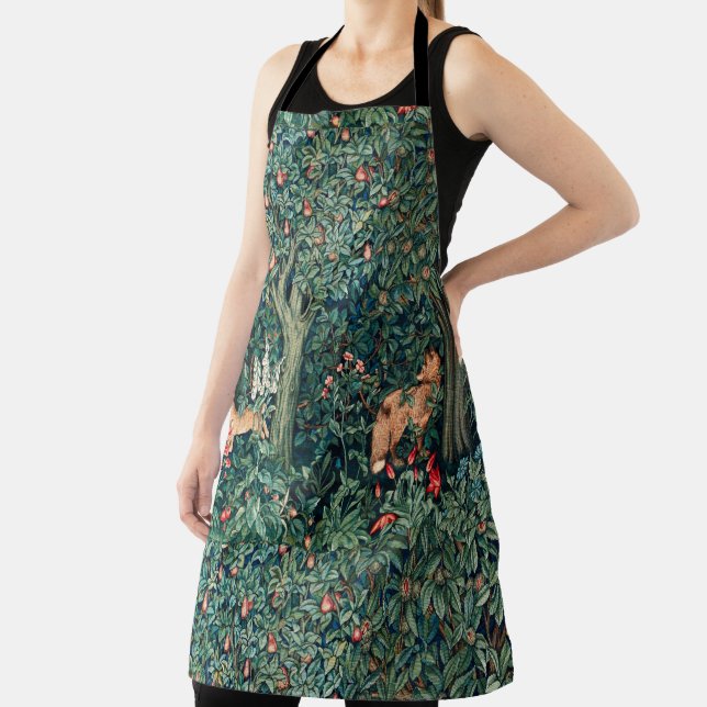GREENERY,FOREST ANIMALS Hares ,Fox,Green Leaves Apron (Insitu)