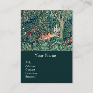 GREENERY,FOREST ANIMALS Hares ,Green Floral Busine Business Card