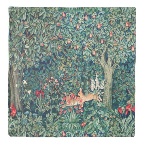 GREENERYFOREST ANIMALS Hares Green Floral  Duvet Cover