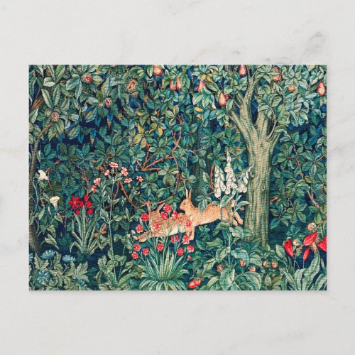 GREENERYFOREST ANIMALS Hares Green Floral Holida Postcard