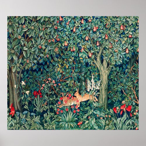 GREENERYFOREST ANIMALS Hares Green Floral Poster