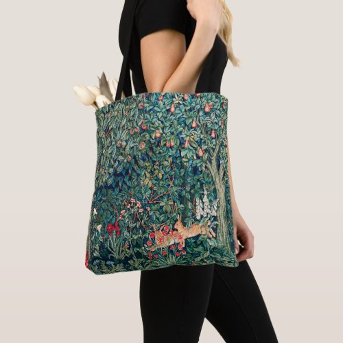 GREENERYFOREST ANIMALS Hares Green Floral Tote Bag