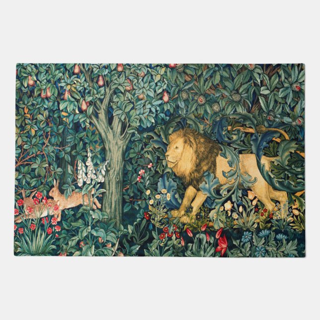 GREENERY,FOREST ANIMALS Lion and Hares  Doormat (Front)