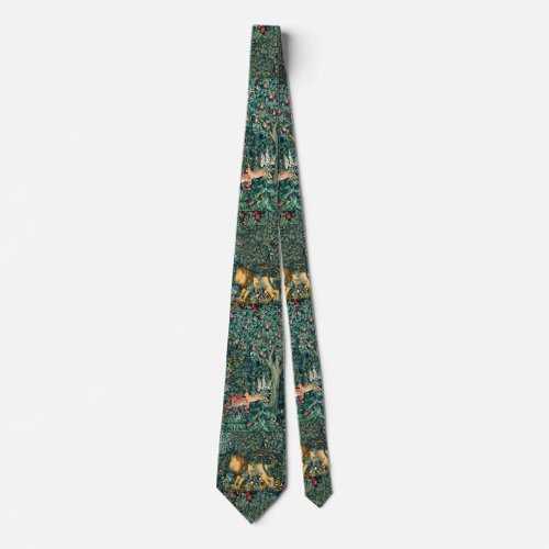 GREENERYFOREST ANIMALS Lion and Hares Floral Neck Tie