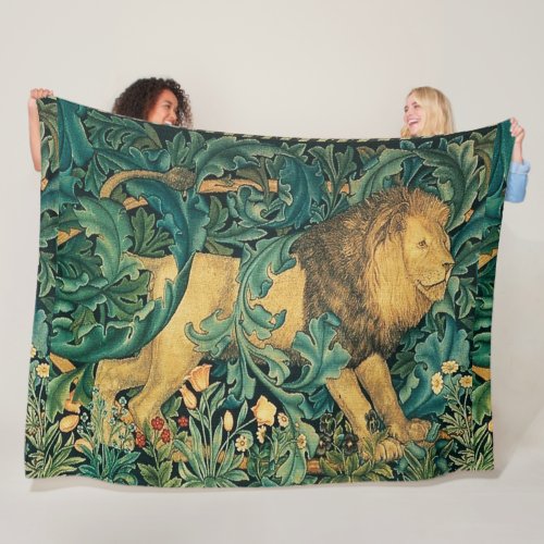 GREENERYFOREST ANIMALS  LION Floral Fleece Blanket