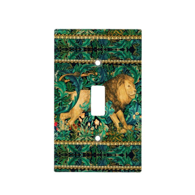 GREENERY,FOREST ANIMALS  LION Floral  Light Switch Cover (Front)