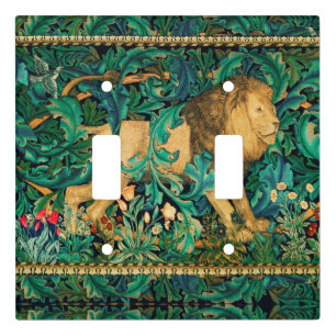 GREENERY,FOREST ANIMALS  LION Floral  Light Switch Cover