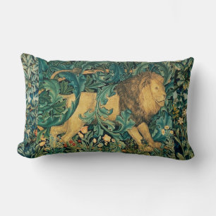 GREENERY,FOREST ANIMALS LION Floral Lumbar Pillow