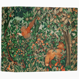 GREENERY,FOREST ANIMALS Pheasant ,Fox,Green Floral 3 Ring Binder