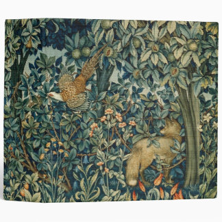 GREENERY,FOREST ANIMALS Pheasant ,Fox,Green Floral 3 Ring Binder