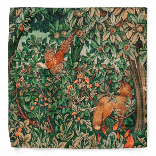 GREENERYFOREST ANIMALS Pheasant FoxGreen Floral Bandana