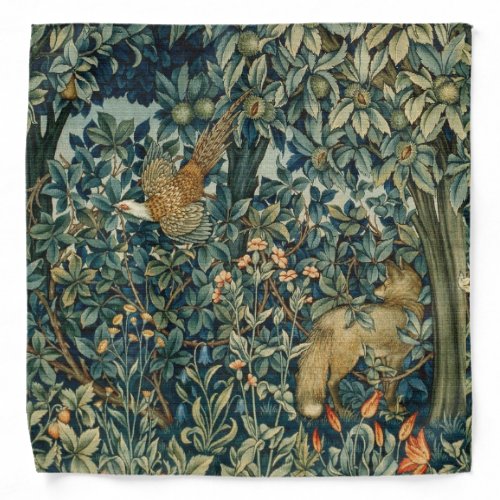 GREENERYFOREST ANIMALS Pheasant FoxGreen Floral Bandana