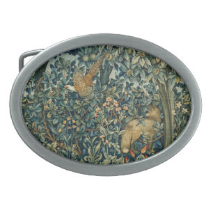 GREENERY,FOREST ANIMALS Pheasant ,Fox,Green Floral Belt Buckle